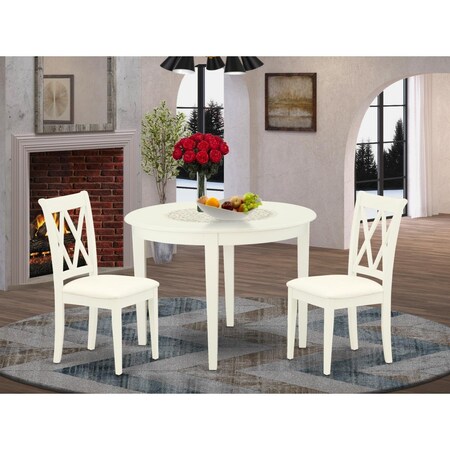 East West Furniture 3 Piece Boston Dinette Set - Linen White BOCL3-WHI-C